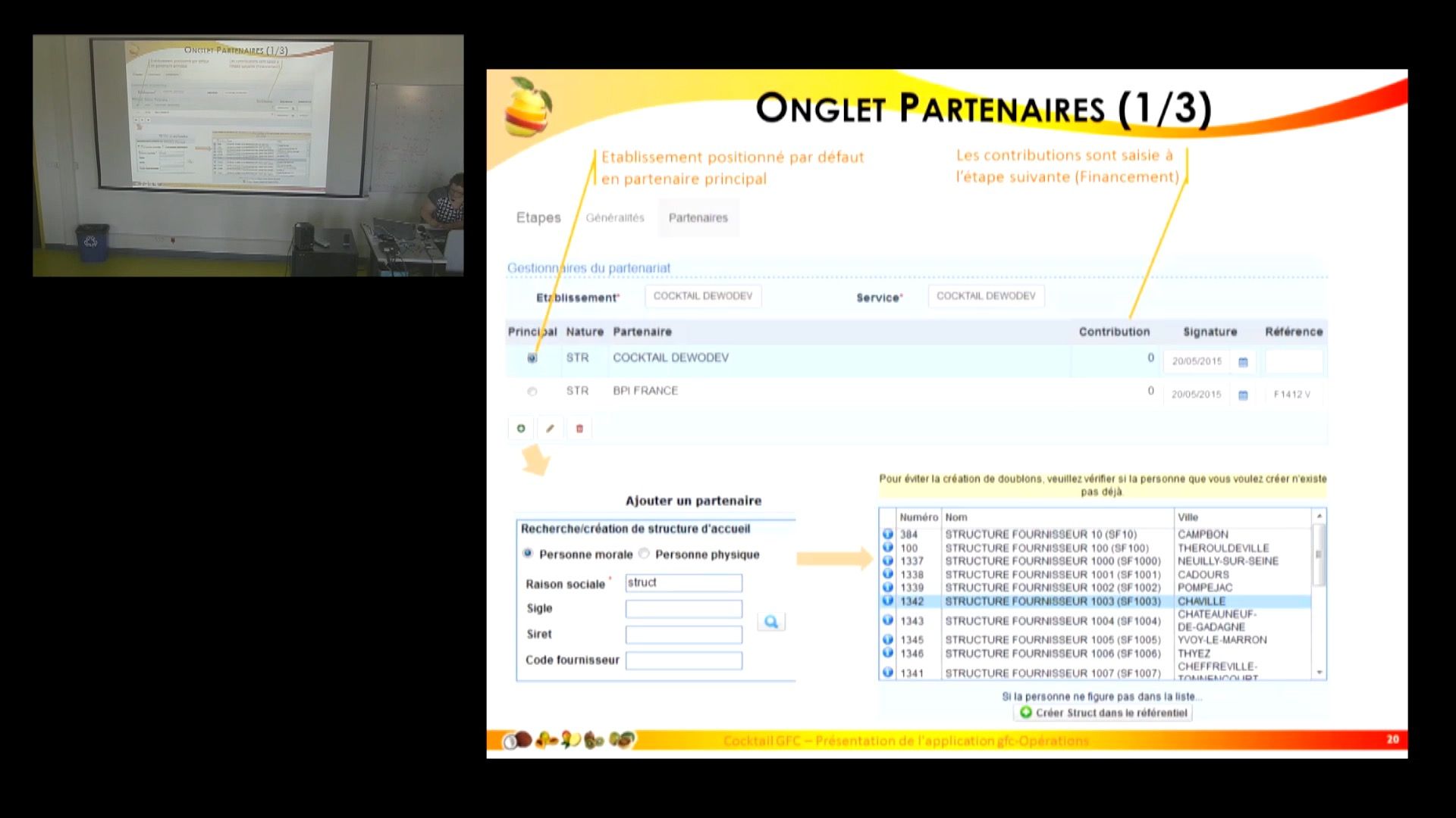GFC Opérations onglets partenaires